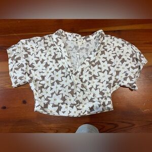 Billabong White and Brown Floral Shirt